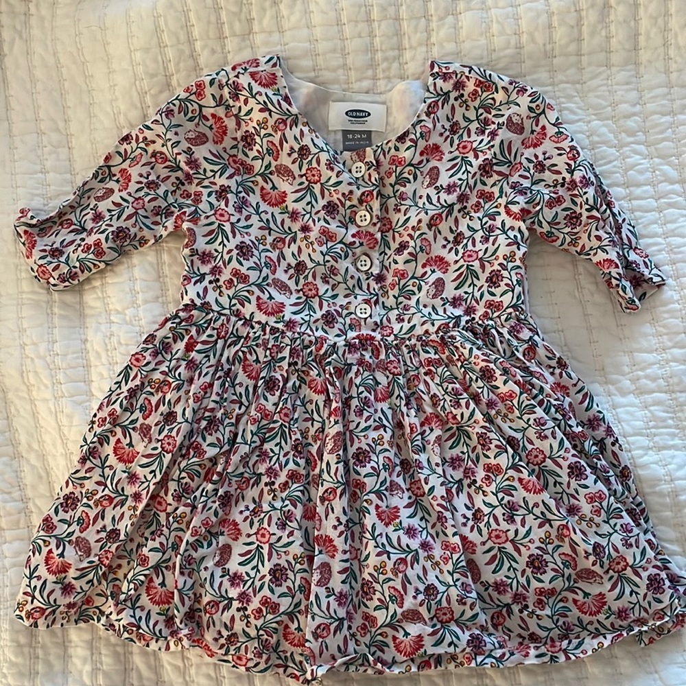 Old Navy button front floral dress - 18-24 months